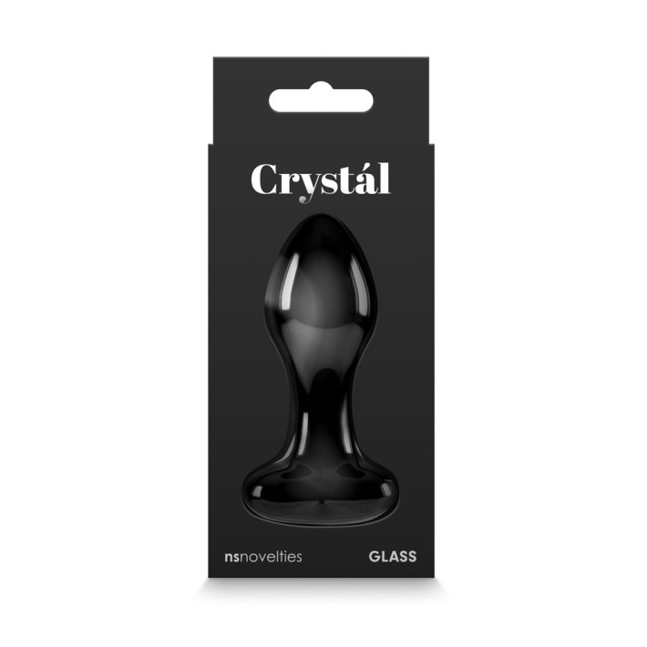 Dop Anal Din Sticla Crystal Heart, Negru, 9 Cm 5