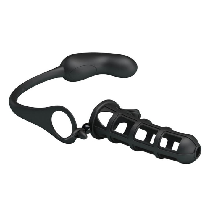 Manson Penis, Inel Testicule Si Dop Anal Cu Vibratii Hercules, Negru 5