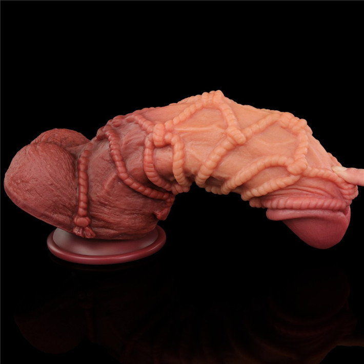 Dildo Realistic Extra Texturat Din Silicon Platinum Dublu-stratificat, Natural, 26.5 Cm 12