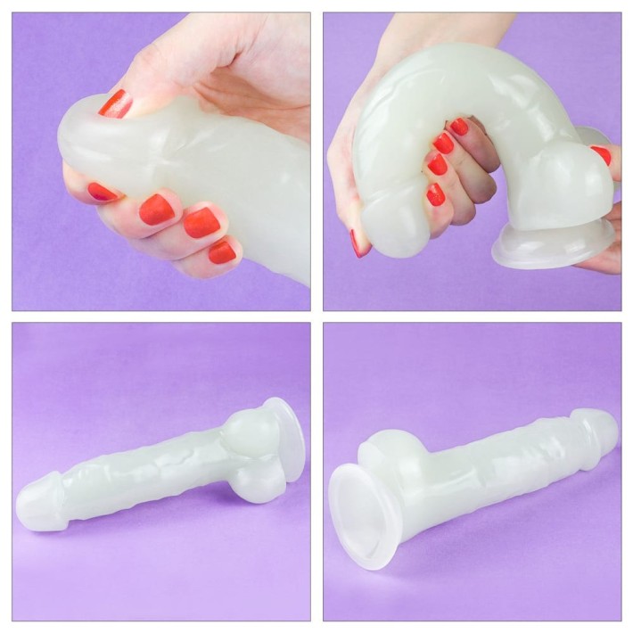 Dildo Clasic Fosforescent Lumino Play, Alb, 21.5 Cm 7
