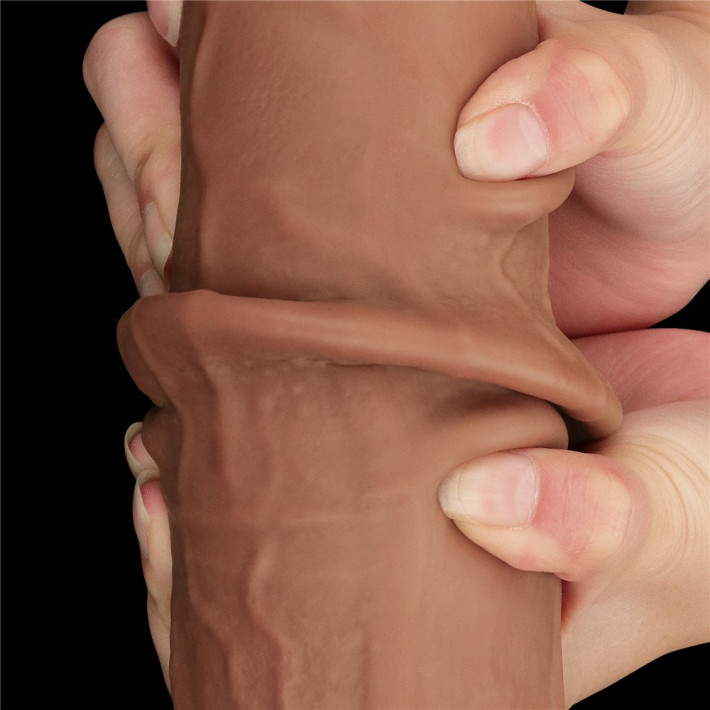 Dildo Ultra Realistic King Sized Sliding Skin Dual Layer Dong, Brun, 34 Cm 11