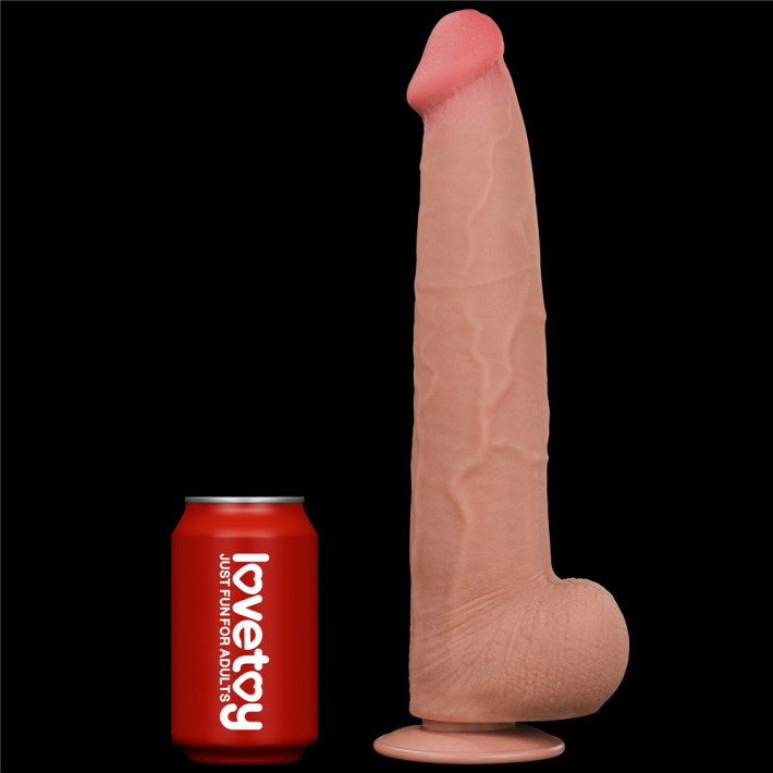 Dildo Ultra Realistic King Sized Sliding Skin Dual Layer Dong, Natural, 34 Cm 12