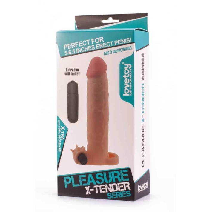 Pleasure X-tender Vibrating Penis Sleeve #5 Brown_b0o50_3 2