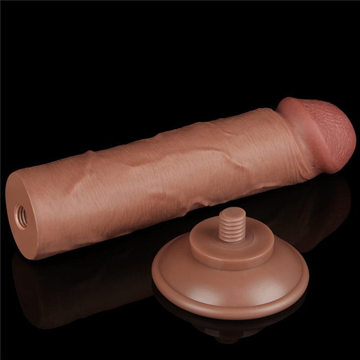 Dildo Realistic Sliding Skin Dual Layer Ii, Brun Deschis, 20 Cm 3