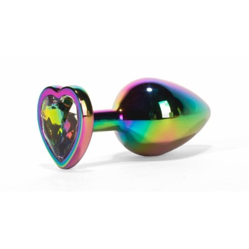 heart, Dop Anal Cu Bijuterie Secret Shine Metal Rainbowheart M, Multicolor, 8 Cm, pasiune.ro