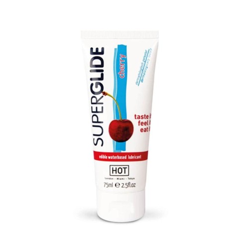 HOT, Lubrifiant Comestibil Pe Baza De Apa Superglide, Cu Aroma De Cirese, 75 Ml, pasiune.ro