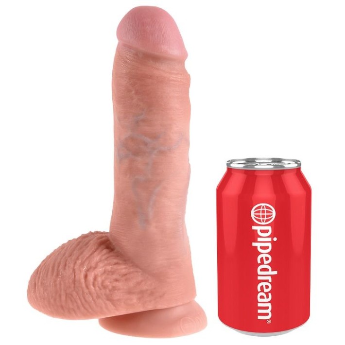 Dildo Realistic Cu Testicule King Cock, Natural, 20 Cm 3