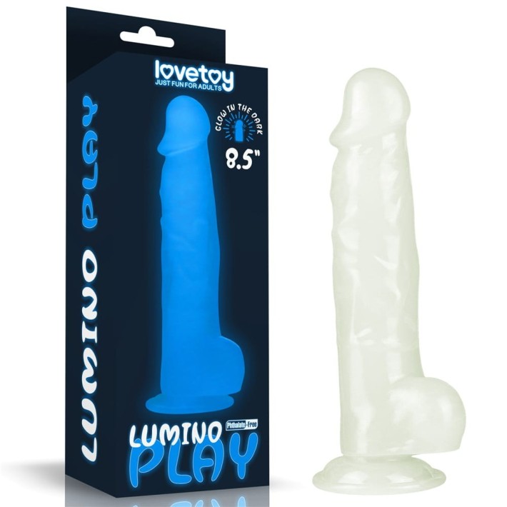 Dildo Clasic Fosforescent Lumino Play, Alb, 21.5 Cm 9