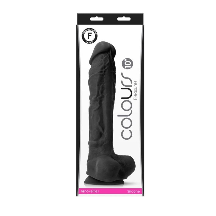 Dildo Clasic Colours Pleasures, Negru, 25 Cm 2