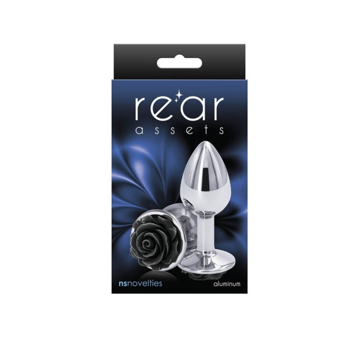 Dop Anal Rear Assets Rose, Argintiu+negru, Small, 7.5 Cm 2