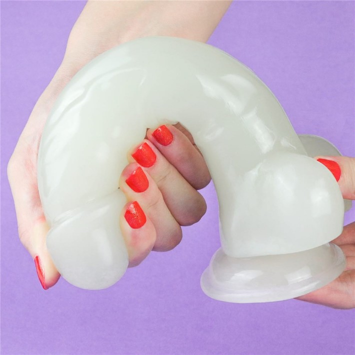 Dildo Clasic Fosforescent Lumino Play, Alb, 21.5 Cm 3