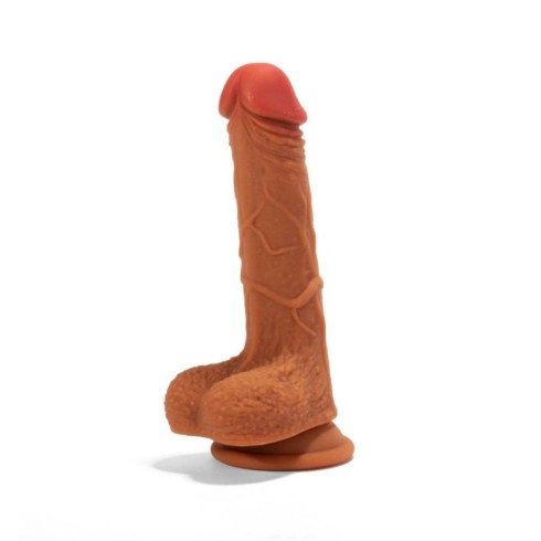 silicone, Dildo Realistic Dublu-stratificat, Brun, 21 Cm, pasiune.ro