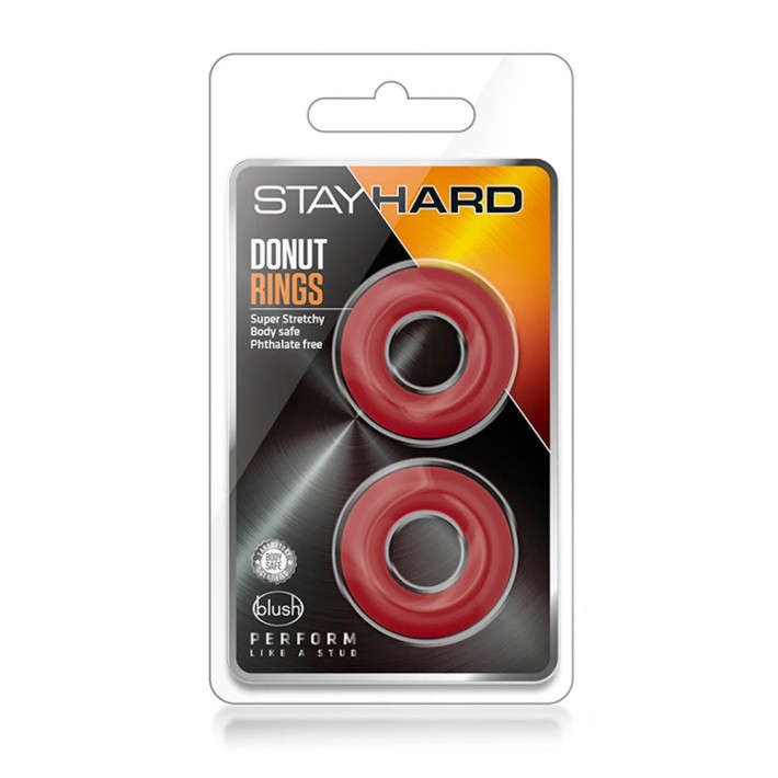 Set 2 Inele Penis Stay Hard Donut Rings, Rosu 3