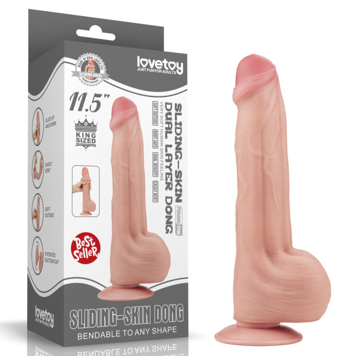 Dildo Ultra Realistic King Sized Sliding Skin Dual Layer Dong, Natural, 29 Cm 15