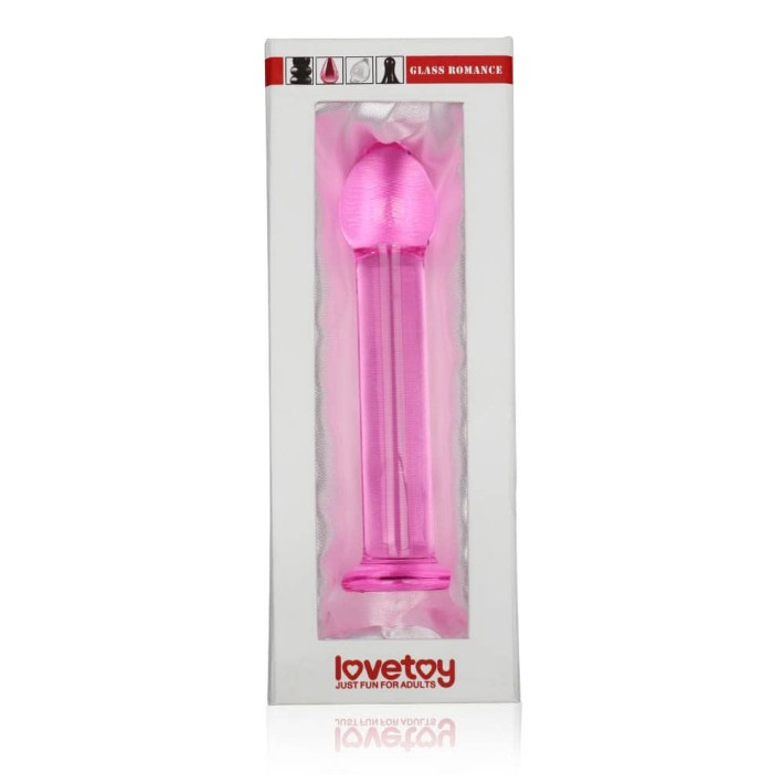 Dildo Clasic Din Sticla Borosilicata Glass Romance, Roz, 16 Cm 2