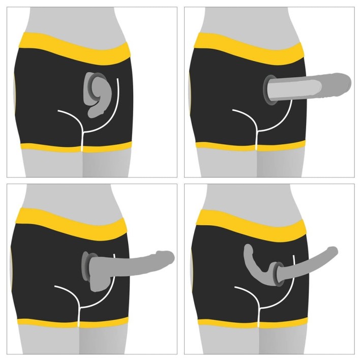 Boxeri Pentru Strap-on Horny Strapon Shorts, Negru + Galben, M/l (talie 83-93 Cm) 8