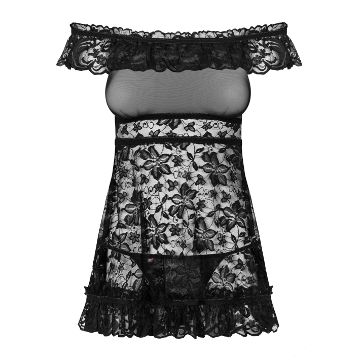 Flores Chemise & Thong Black L/xl L/xl, S-m 3