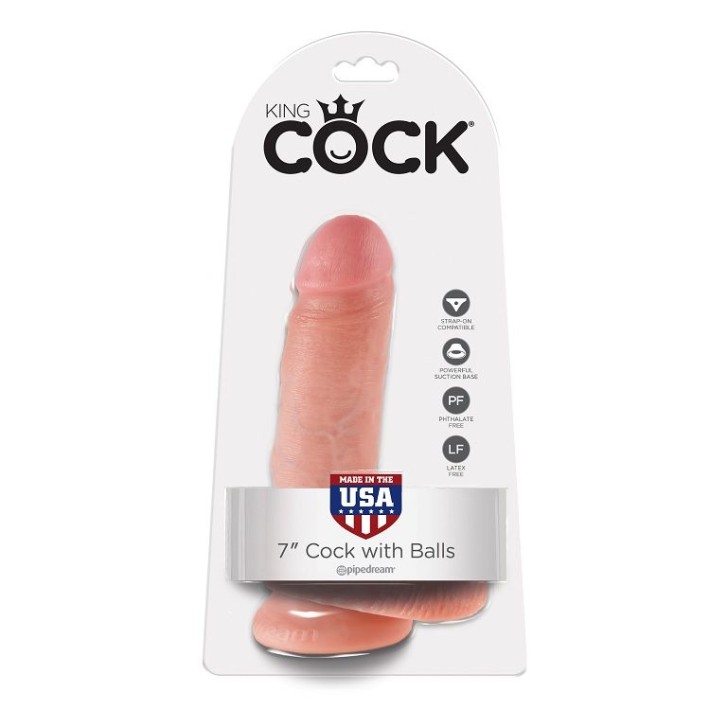 Dildo Realistic Cu Testicule King Cock, Natural, 17.8 Cm 5