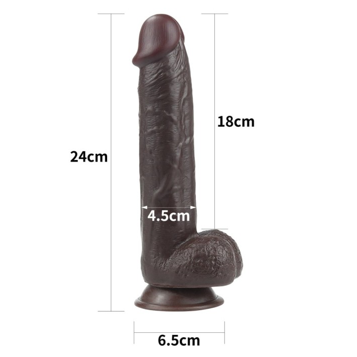 Dildo Realistic Dublu-stratificat Sliding Skin, Brun, 24 Cm 7