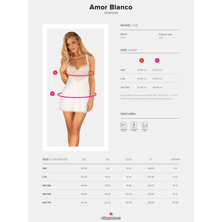 Amor Blanco Underwire Chemise & Thong White   S/m 2xl/3xl, L/xl, S/m 11