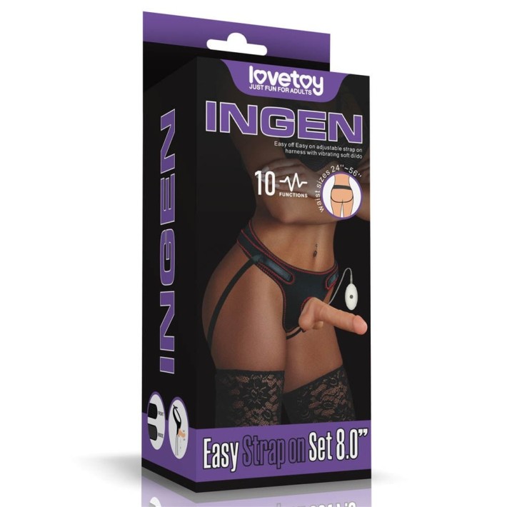 Set Ham Strap-on Si Dildo Cu Vibratii Easy Strapon, Natural, 20 Cm 15