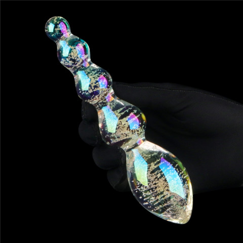 Bile Anale, Dildo Fosforescent Din Sticla Borosilicata Glow-in-the-dark Twilight Gleam Slim Fantasy, Multicolor Tantalizing Orbs, 16 Cm, pasiune.ro