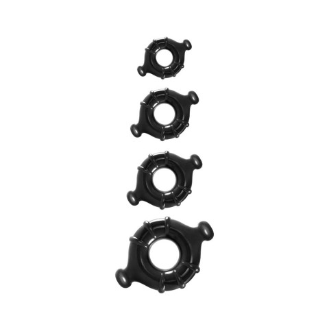 NS Toys, Inele Penis Renegade Vitality (set De 4), Negru, pasiune.ro