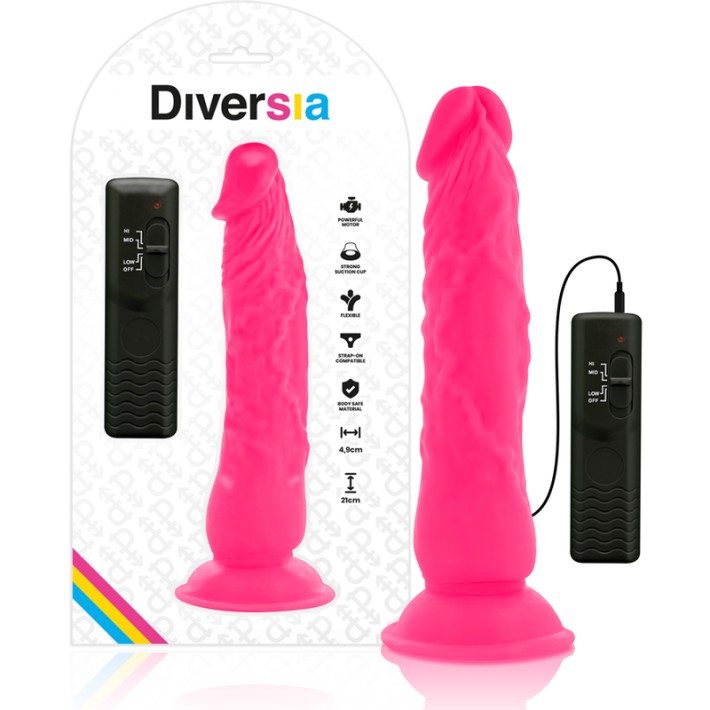 Vibrator Flexibil Diversa Cu Telecomanda Si Ventuza 21 Cm Roz 6