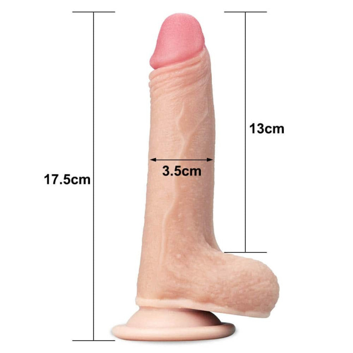 Dildo Silicon Dublu-stratificat Sliding Skin, Natural, 16.5 Cm 4