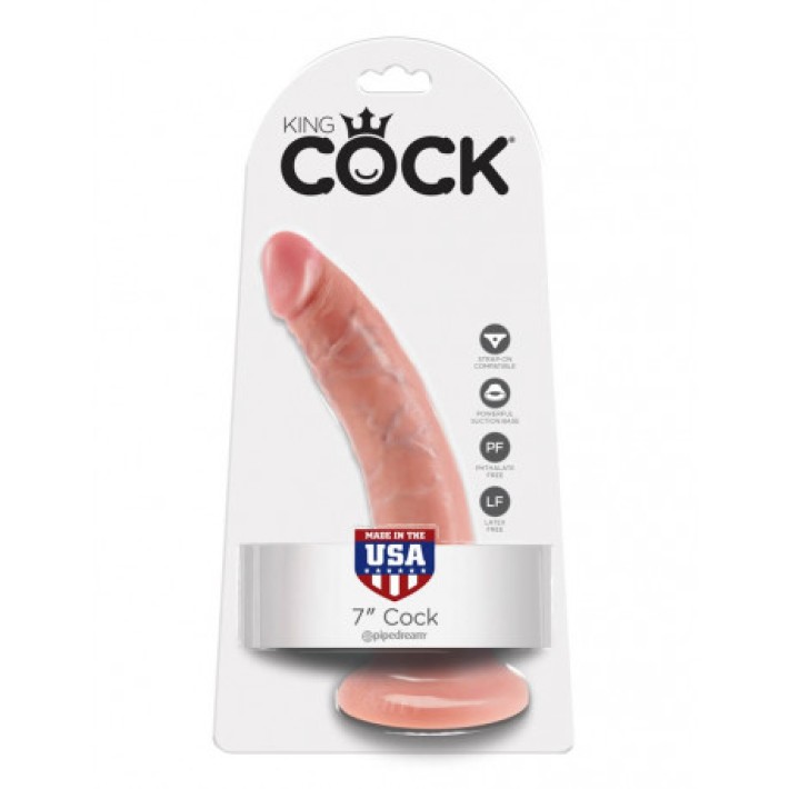 Dildo Clasic Cu Ventuza King Cock, Natural, 17.8 Cm 4
