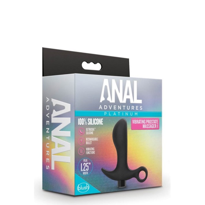 Vibrator Anal Adventures Prostate Massager 01, Negru, 10.5 Cm 5