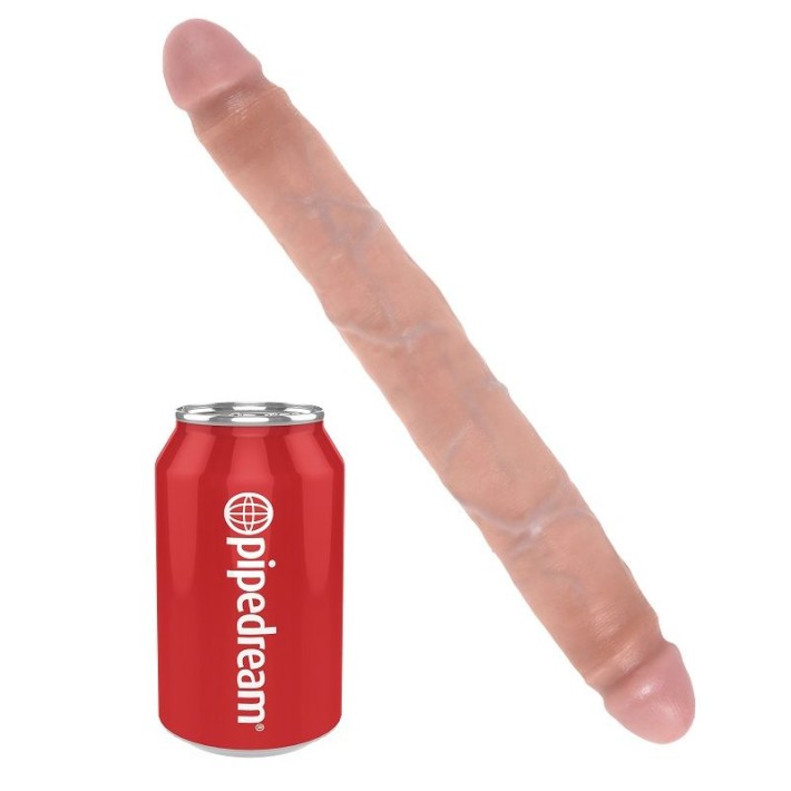 Dildo Dublu King Cock Slim, Natural, 30 Cm 2