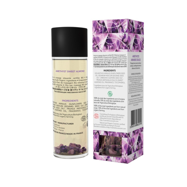 Organic Massage Oil With Stones Amethyst Sweet Almond 100ml 3