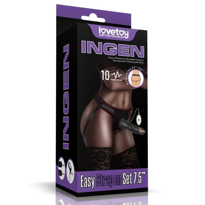 Set Ham Strap-on Si Dildo Cu Vibratii Easy Strapon, Negru, 19 Cm 15