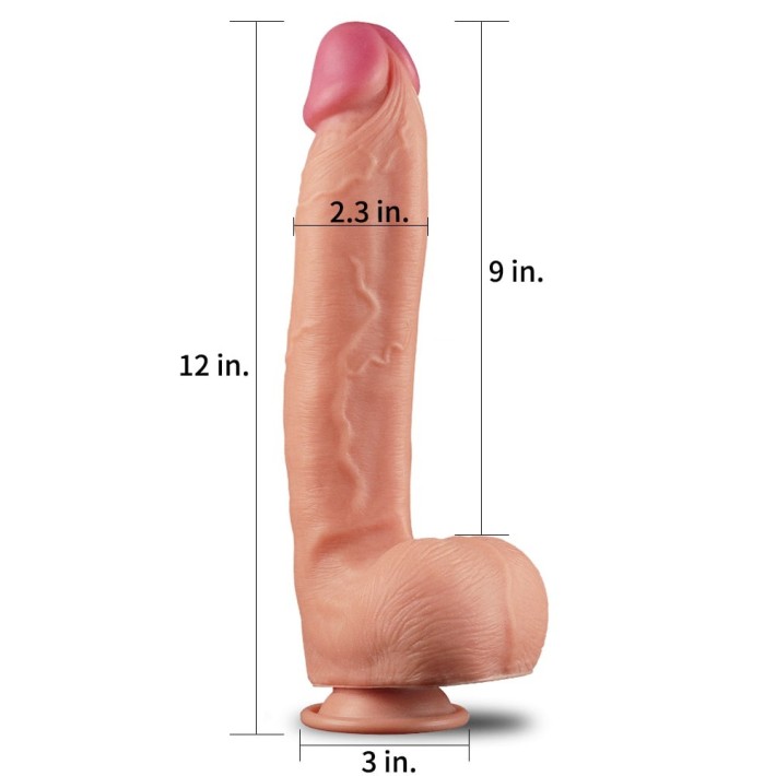 Dildo Clasic Din Silicon Dublu-stratificat Platinum, Natural, 30 Cm 6