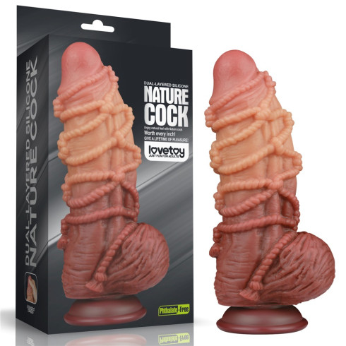 silicone, Dildo Realistic Extra Texturat Din Silicon Platinum Dublu-stratificat, Natural, 24 Cm, pasiune.ro