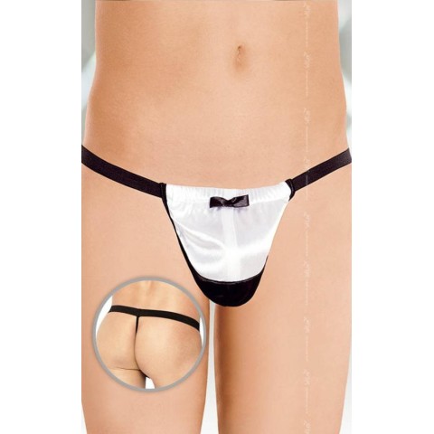 Lenjerie sexy barbati, Chiloti Fantezie String Papion, Negru, S/l, pasiune.ro