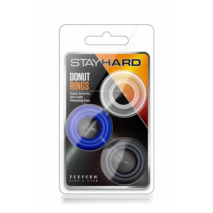 Set 3 Inele Penis Stay Hard Donut Rings, Multicolor 2
