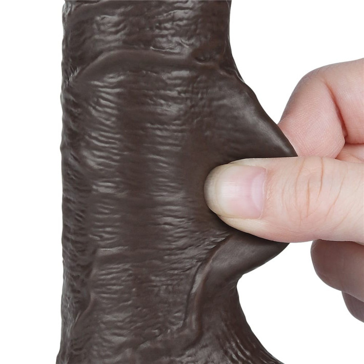 Dildo Realistic Sliding Skin Dual Layer Iii, Brun Inchis, 19 Cm 9