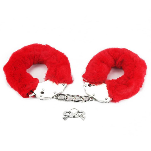 fetish, Fetish Pleasure Fluffy Hand Cuffs Red, pasiune.ro