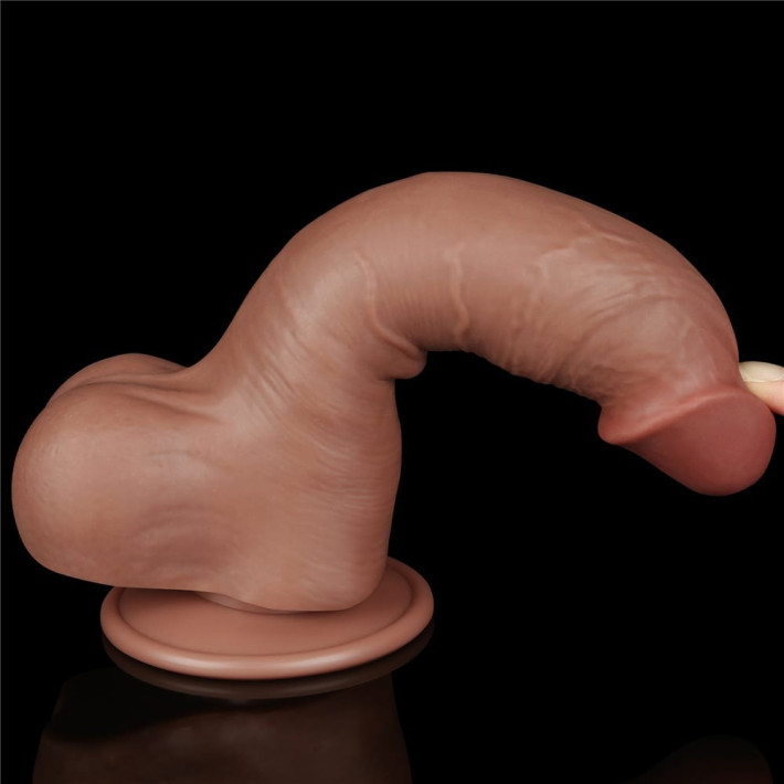 Dildo Realistic Sliding Skin Dual Layer I, Brun Deschis, 20 Cm 11