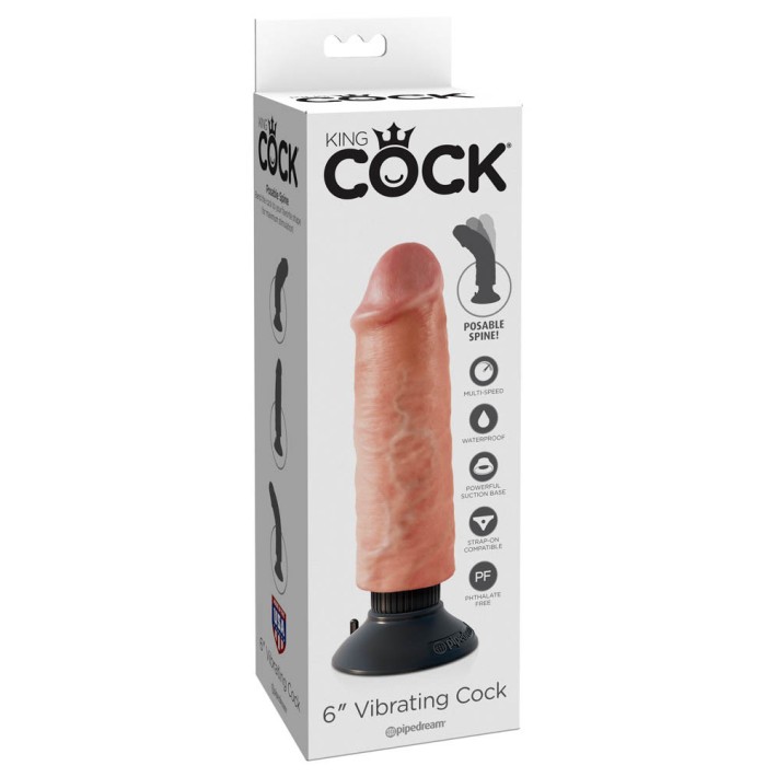 Vibrator Realistic Cu Ventuza King Cock, Natural, 15 Cm 8