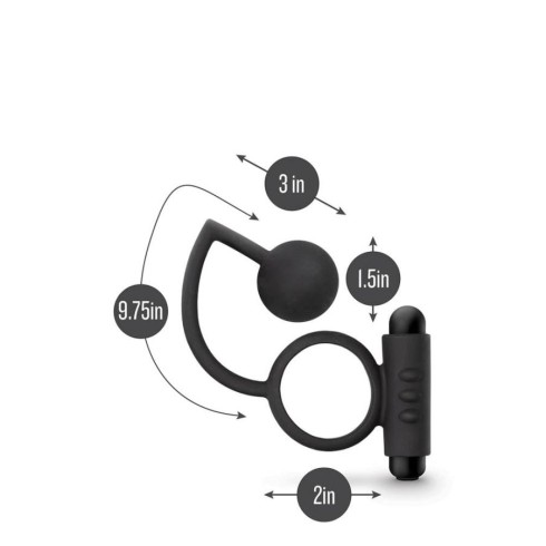 inel, Bila Anala Cu Inel Penis Cu Vibratii Anal Adventures, Negru, pasiune.ro