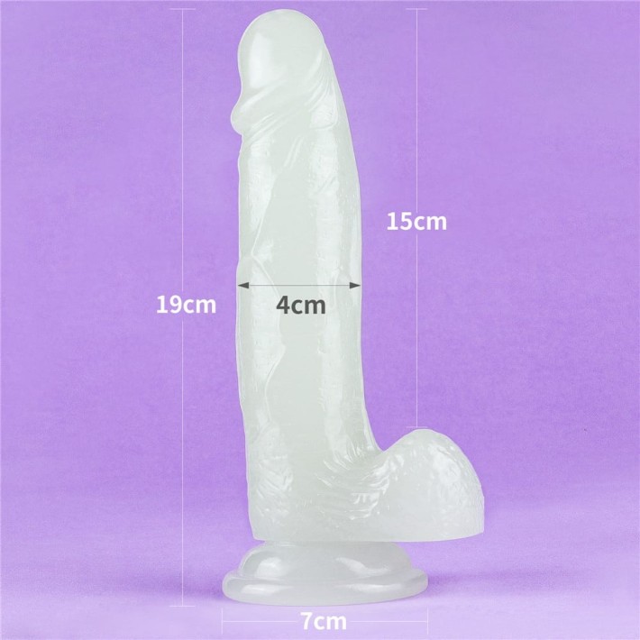 Dildo Clasic Fosforescent Lumino Play, Alb, 19 Cm 6