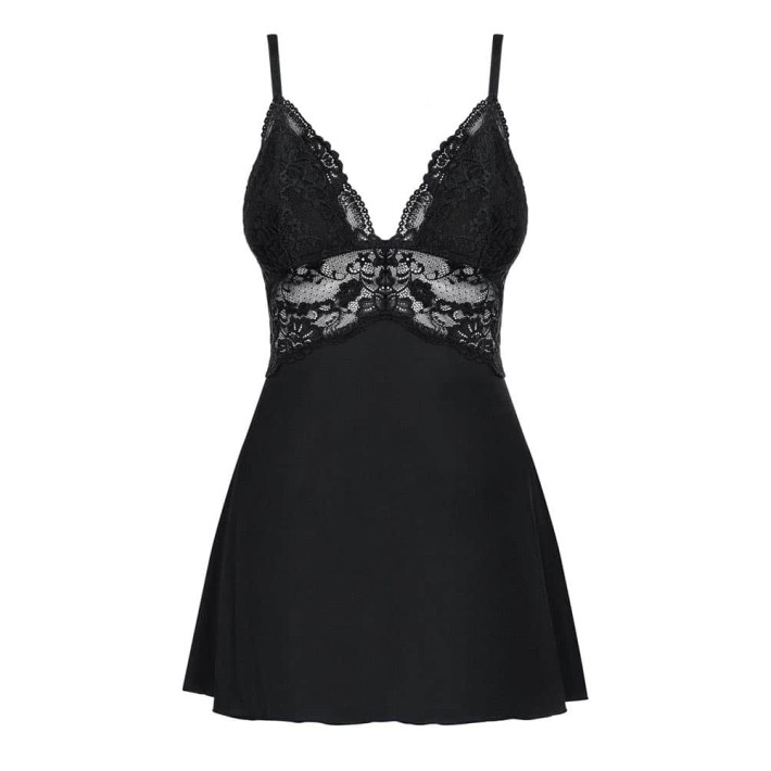 Babydoll Cu Dantela Si Chilotei Sexy, Negru, S/m 5