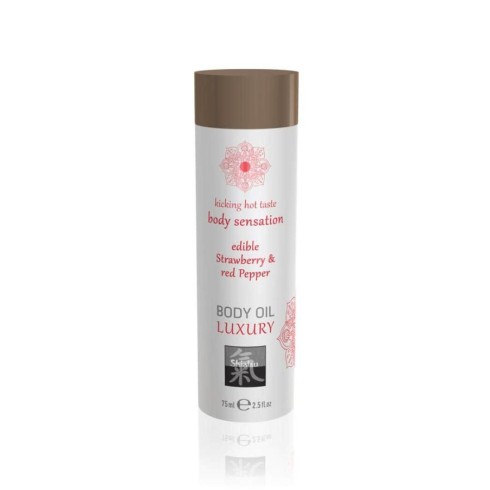 rosu, Ulei De Corp Luxuriant Comestibil - Capsuni + Piper Rosu, 75 Ml, pasiune.ro