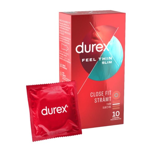 Durex, Prezervative Durex Feel Thin Slim Fit, 10 Buc, pasiune.ro