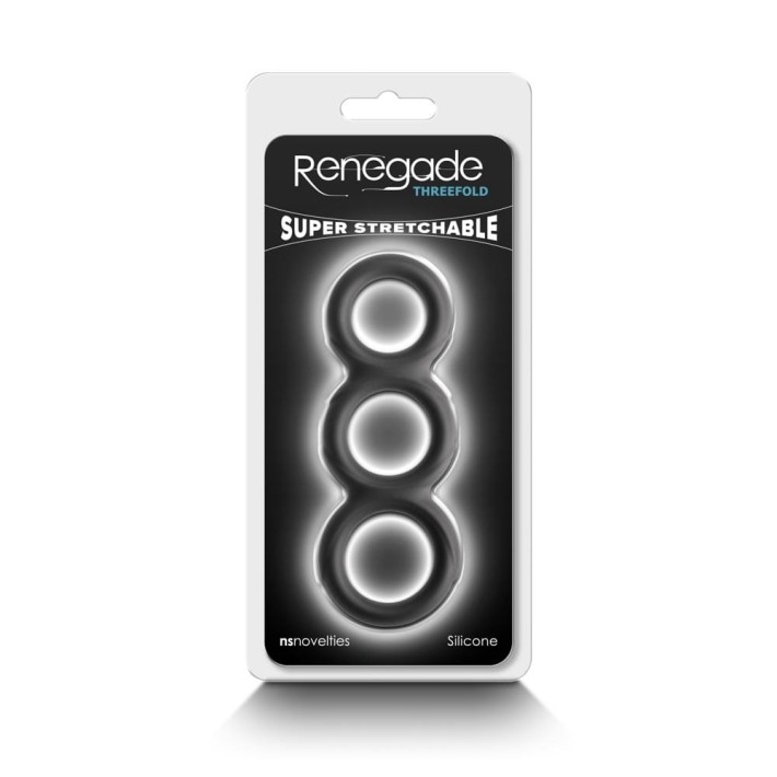 Inel Penis Renegade Threefold, Negru 3