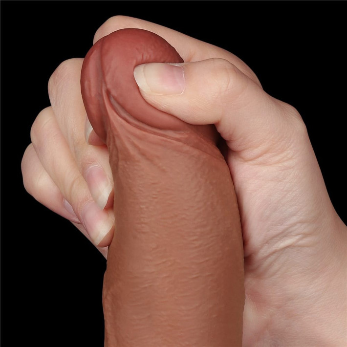 Dildo Realistic Sliding Skin Dual Layer I, Brun Deschis, 21.5 Cm 2