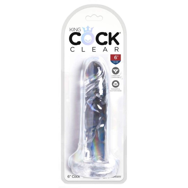 Dildo Clasic Cu Ventuza King Cock, Transparent, 15 Cm 4